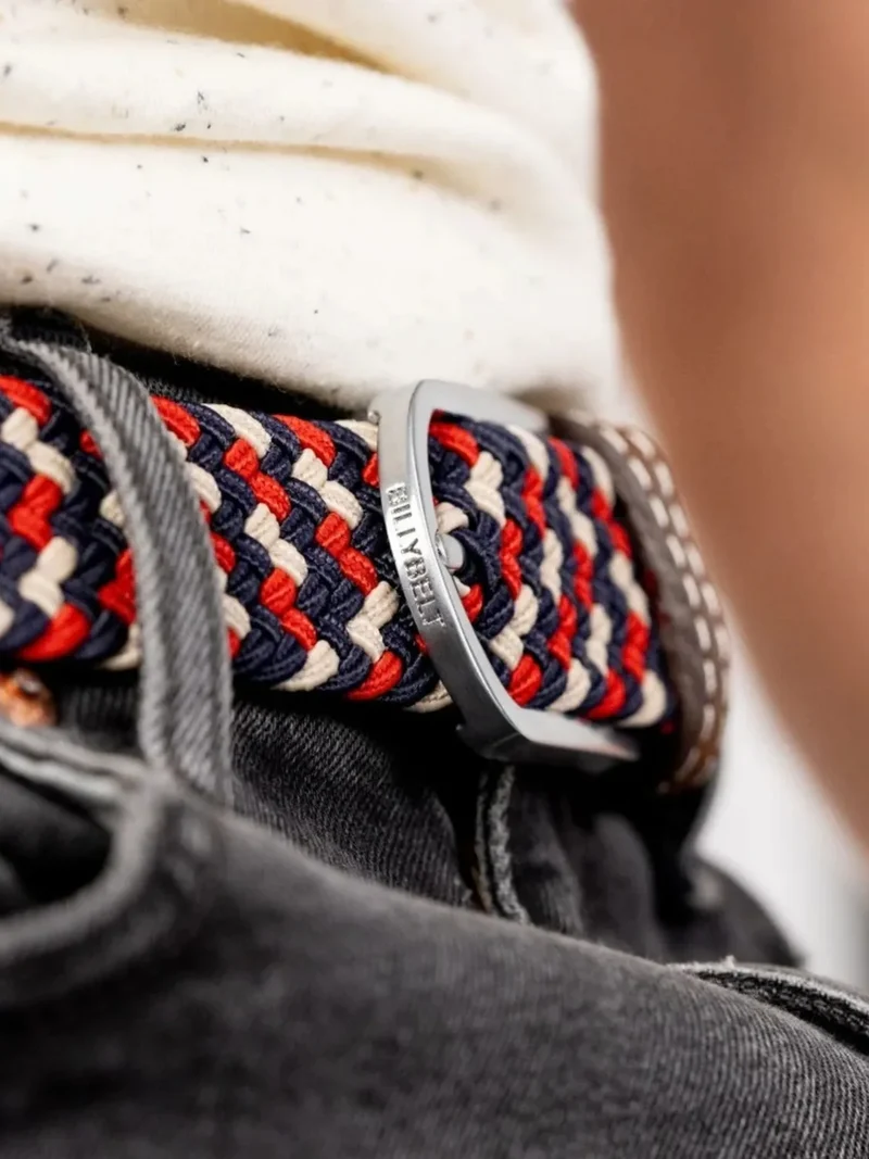 Ceinture tressée Billybelt bleue en cuir