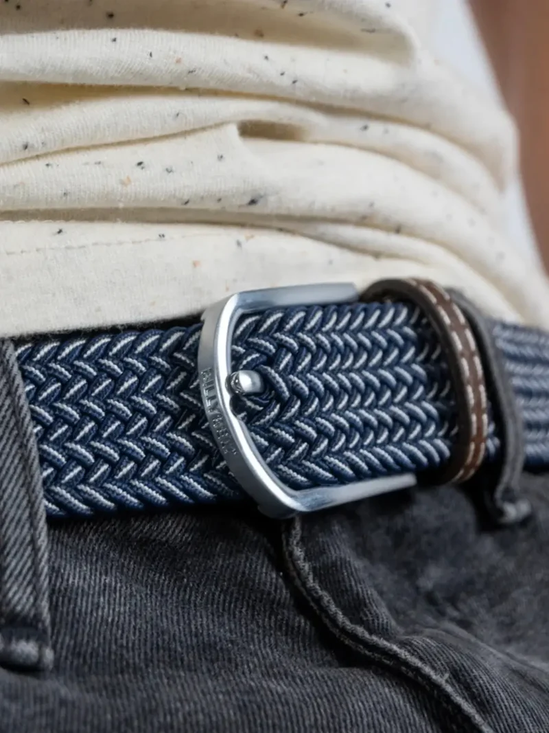 Ceinture tressée Billybelt bleue en cuir