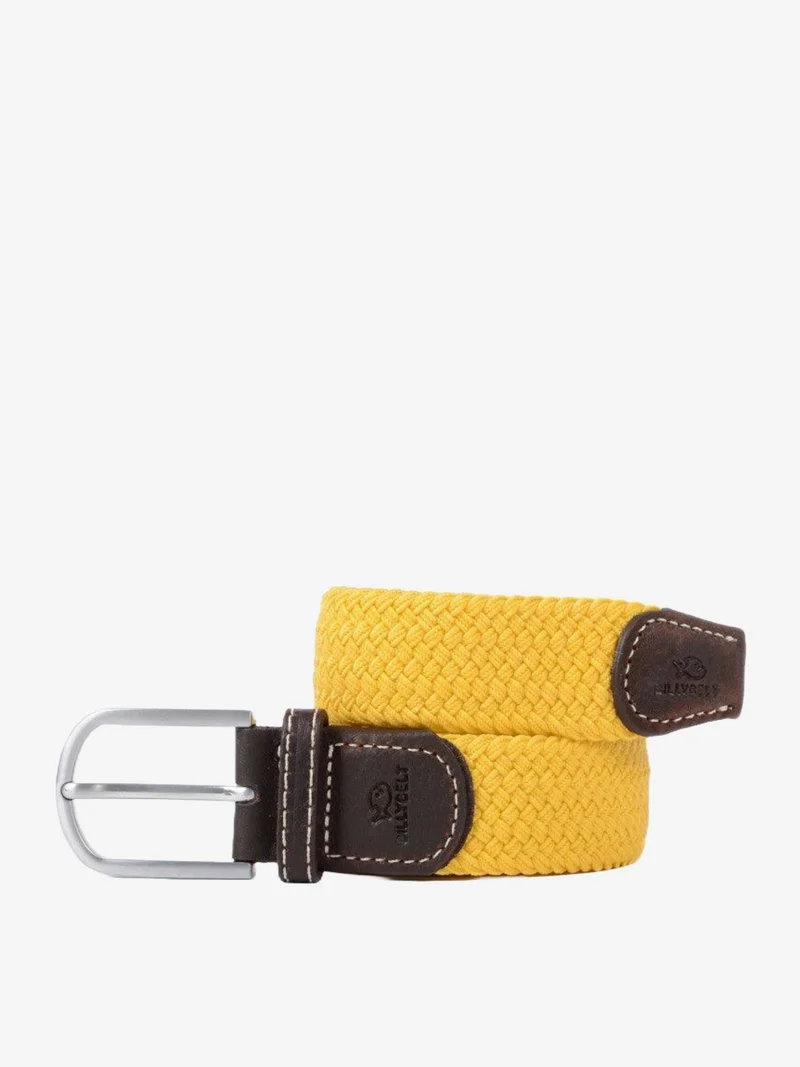 Ceinture tressée Billybelt jaune en cuir