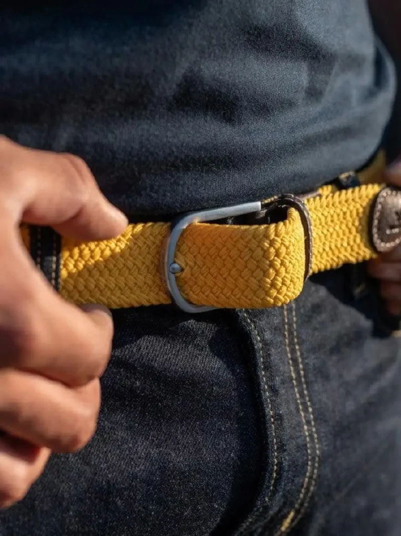 Ceinture tressée Billybelt jaune en cuir