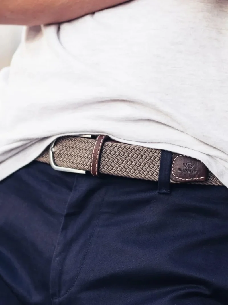 Ceinture tressée Billybelt beige en cuir