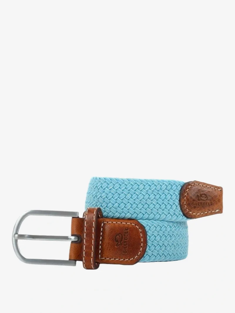 Ceinture tressée Billybelt bleu dragée en cuir