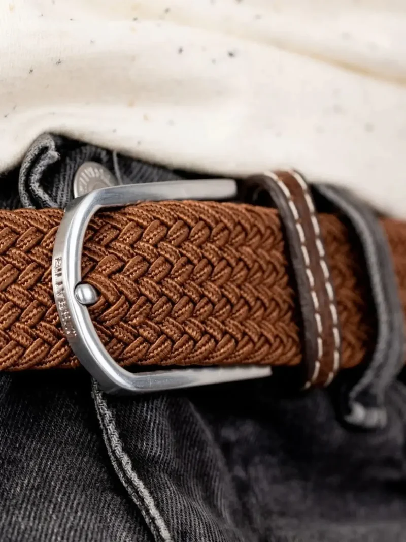 Ceinture tressée Billybelt marron en cuir