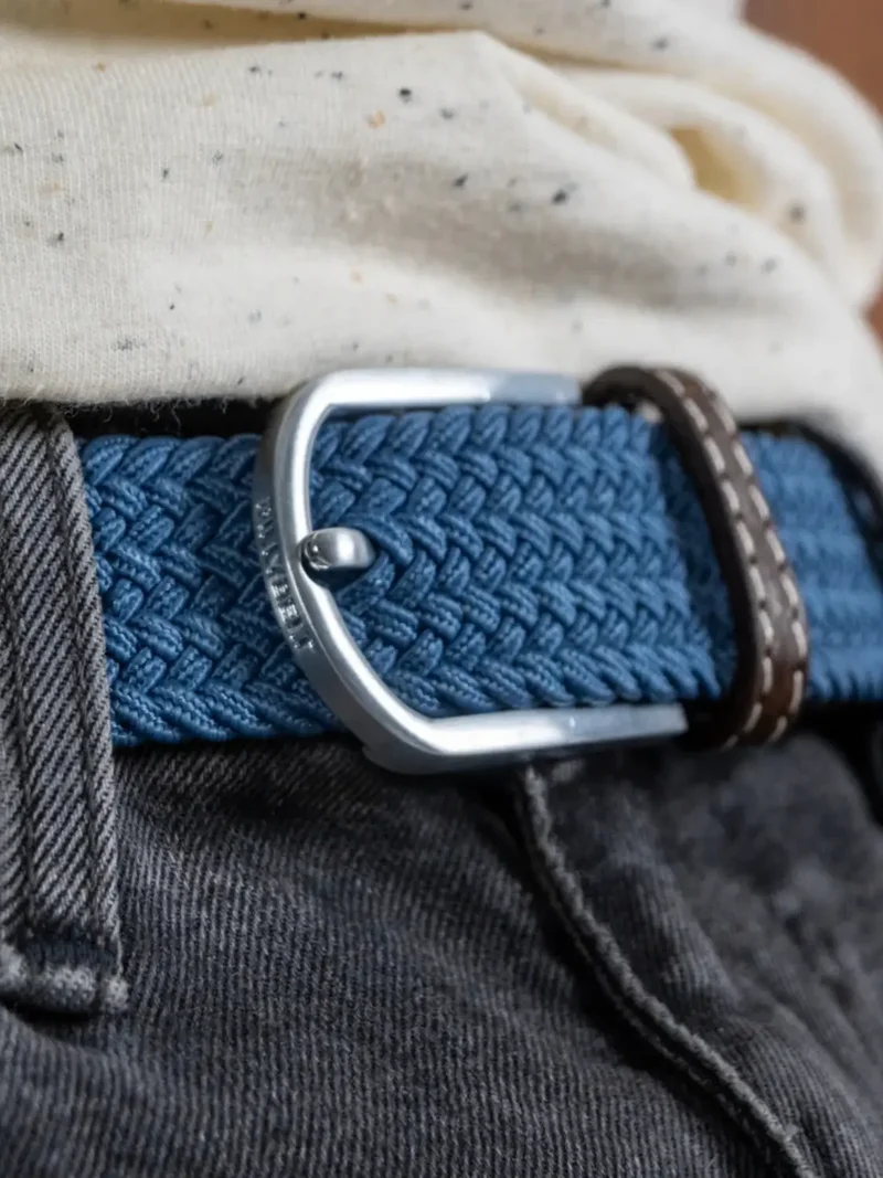 Ceinture tressée Billybelt bleue en cuir