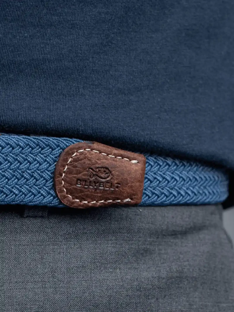 Ceinture tressée Billybelt bleue en cuir