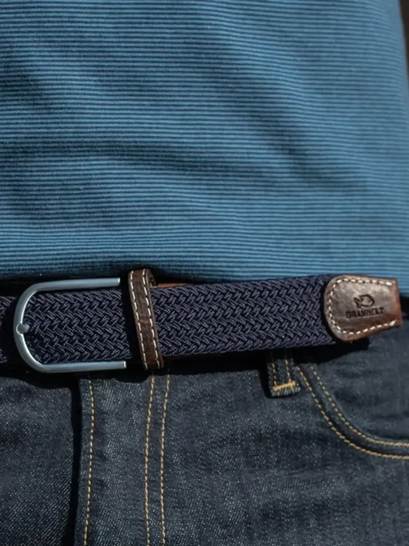 Ceinture tressée Billybelt marine en cuir