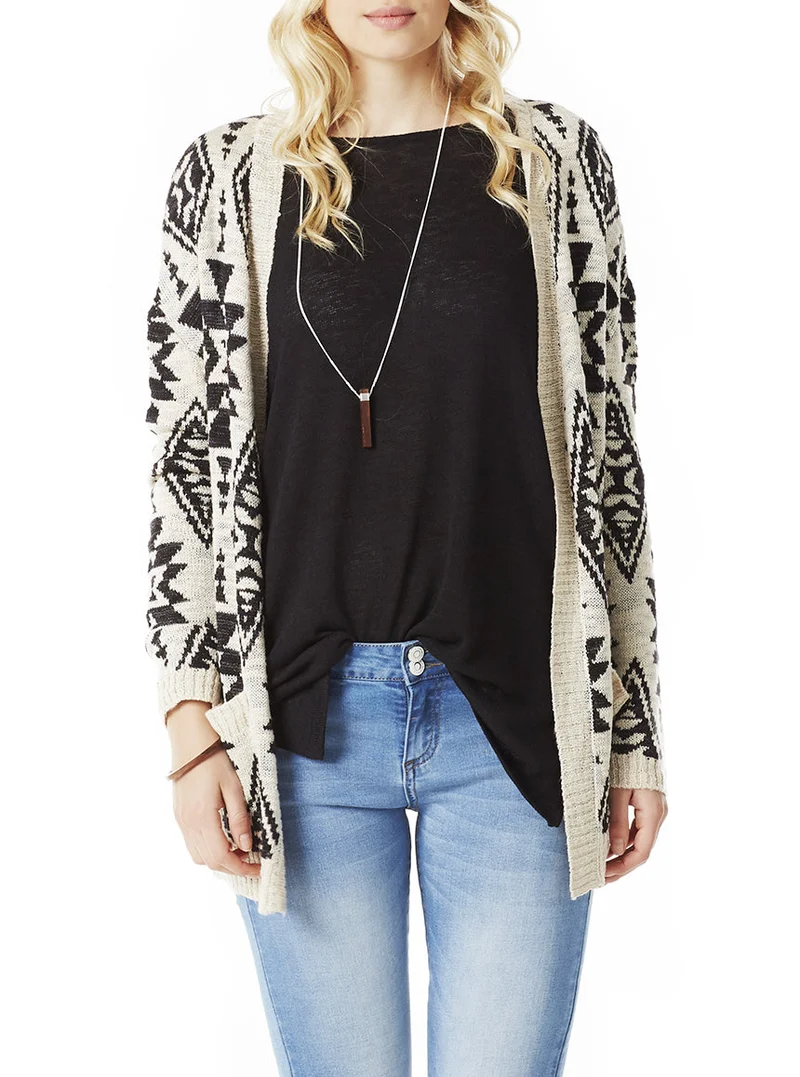 Cardigan avec 2 poches à l’avant, motifs aztèques