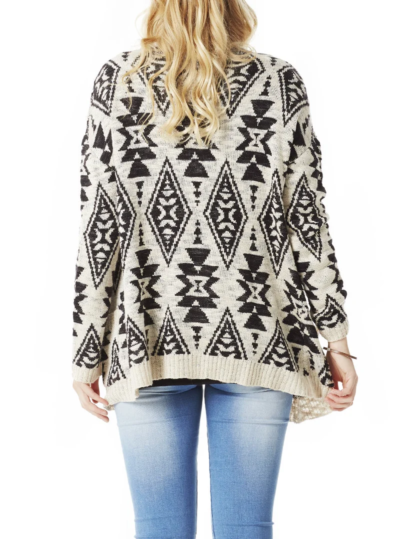 Cardigan avec 2 poches à l’avant, motifs aztèques