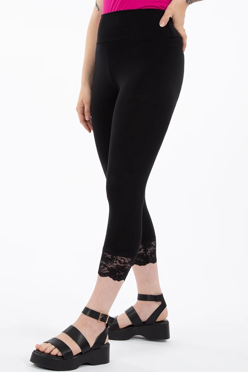 Legging 3/4 finition dentelle | Fabriqué au Québec