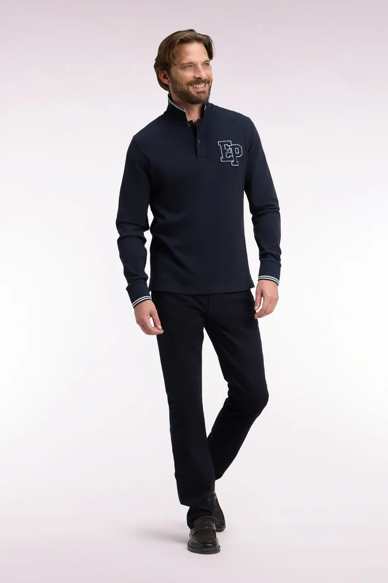 Jean 5 poches en denim stretch marine coupe droite