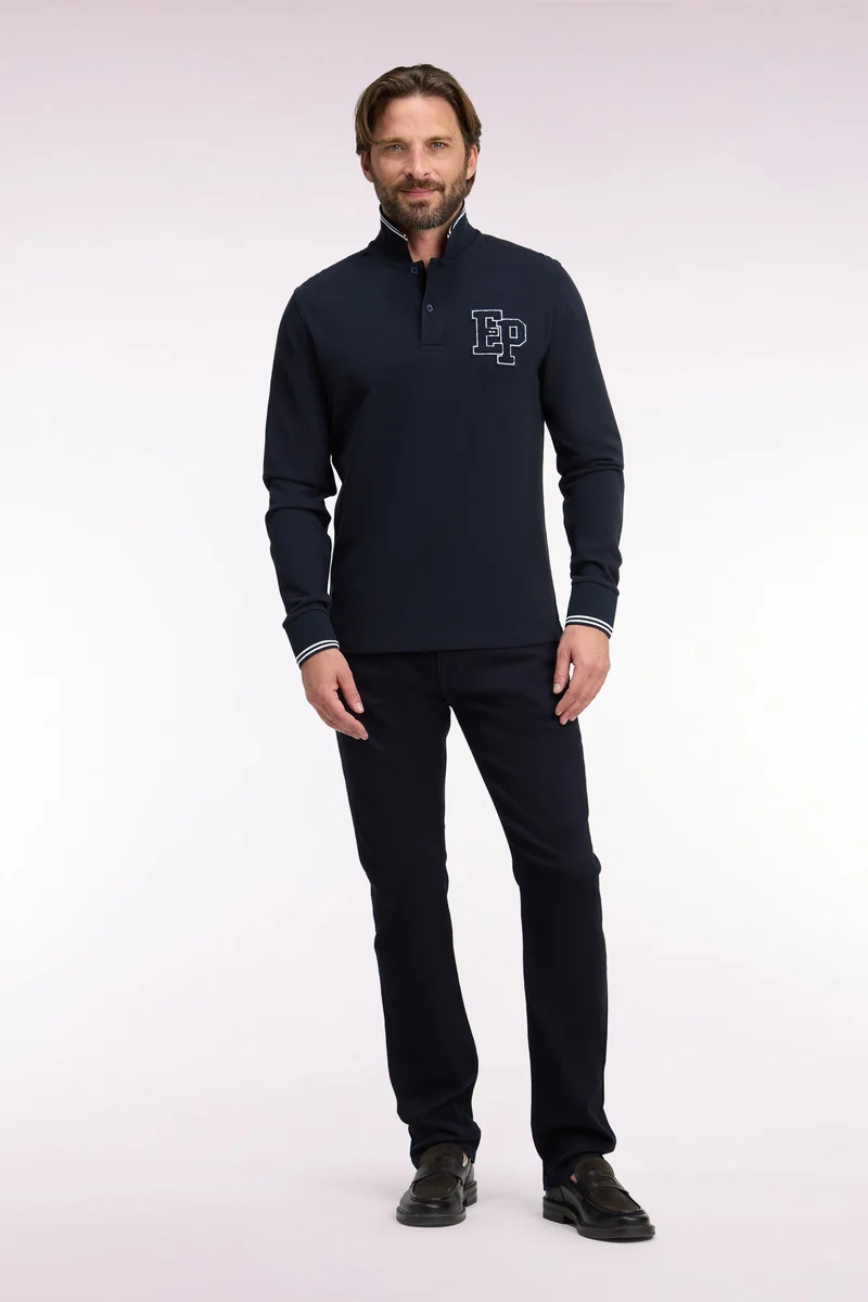 Jean 5 poches en denim stretch marine coupe droite
