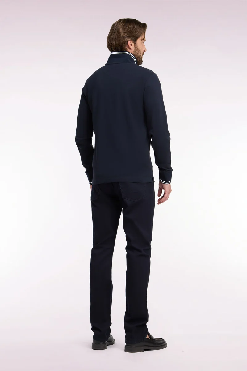 Jean 5 poches en denim stretch marine coupe droite