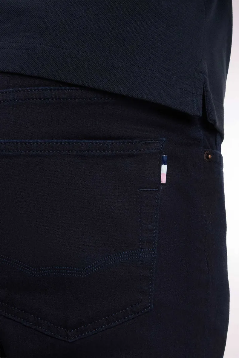 Jean 5 poches en denim stretch marine coupe droite