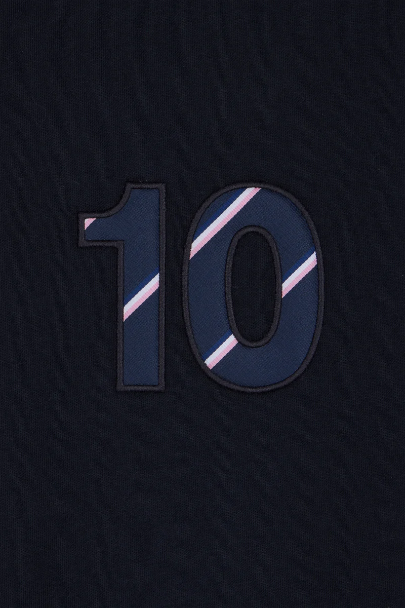 T-shirt en coton marine brodrie numéro 10