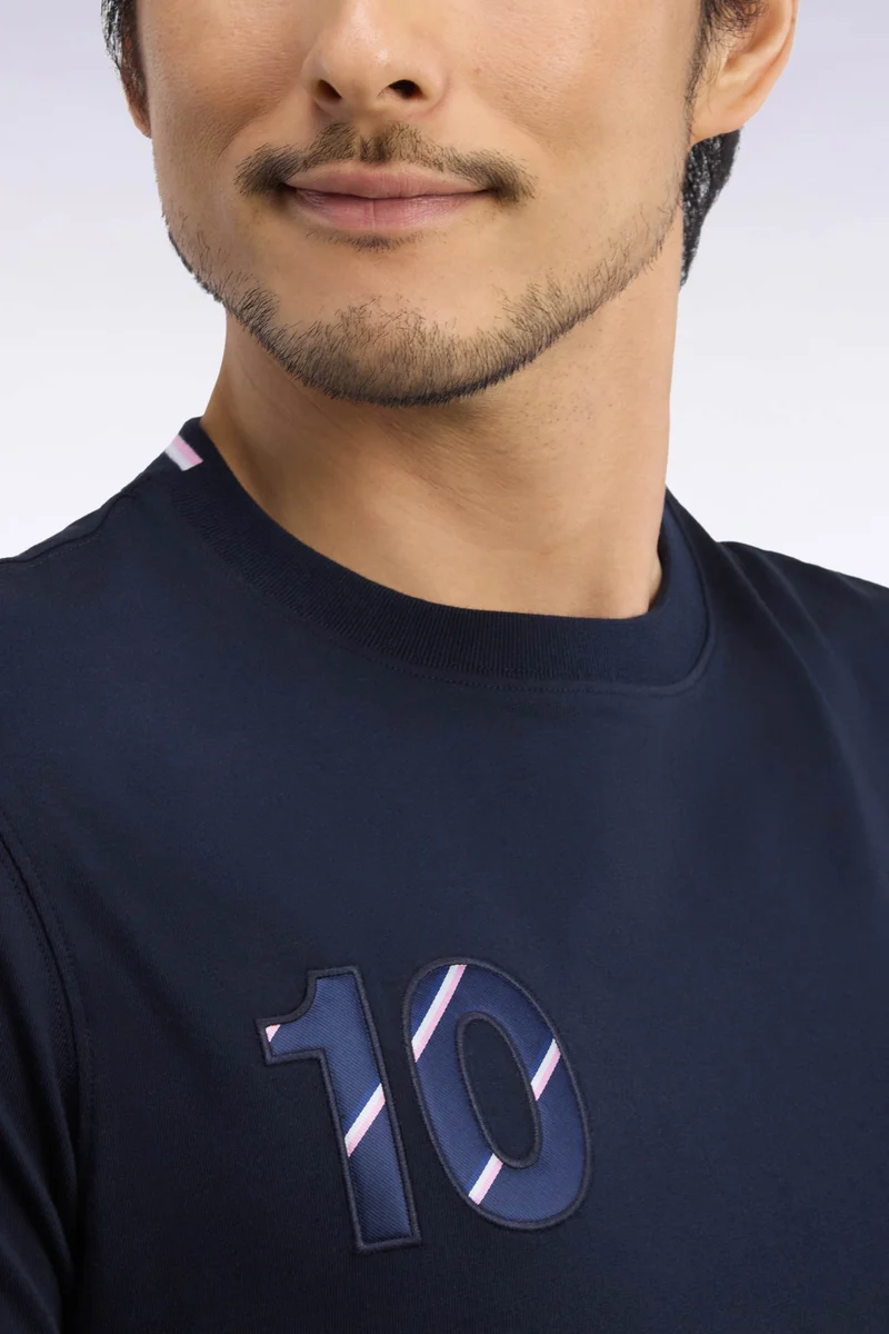 T-shirt en coton marine brodrie numéro 10