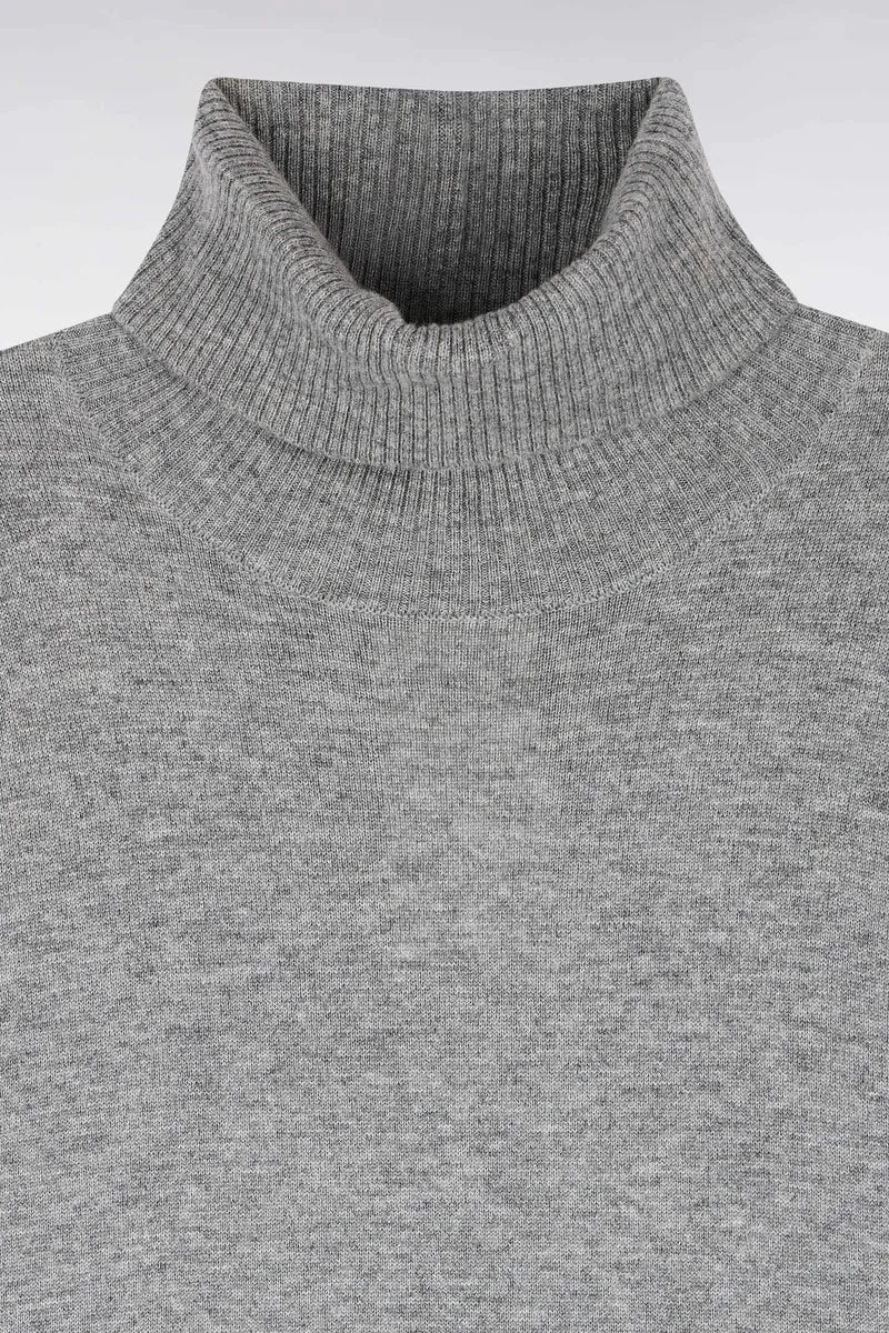 Pull col roulé en laine vierge et cachemire gris