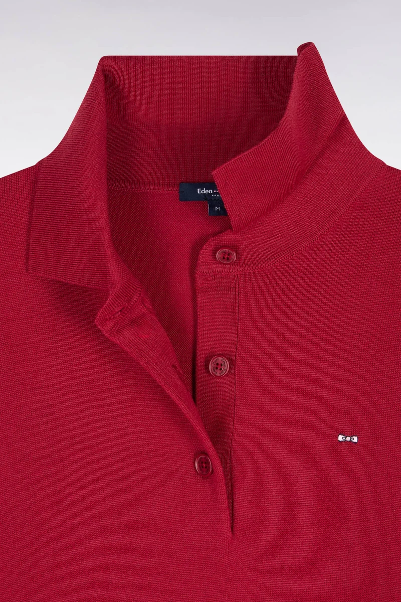 Pull col maillot en laine rouge coupe décontractée