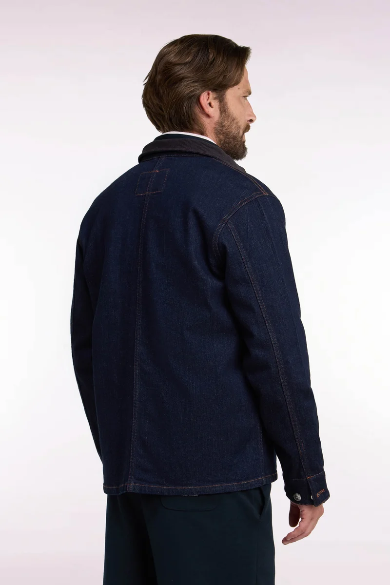 Surchemise en denim brut col en velours côtelé