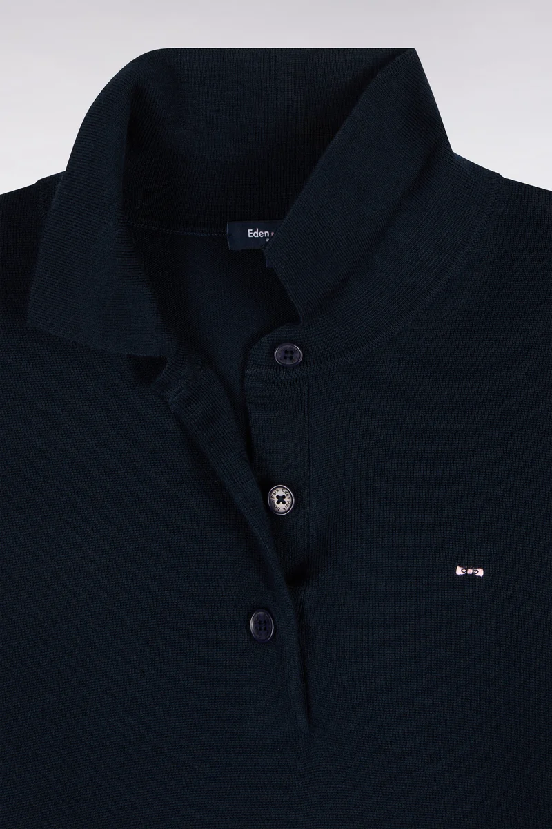 Pull col maillot en laine marine coupe décontractée