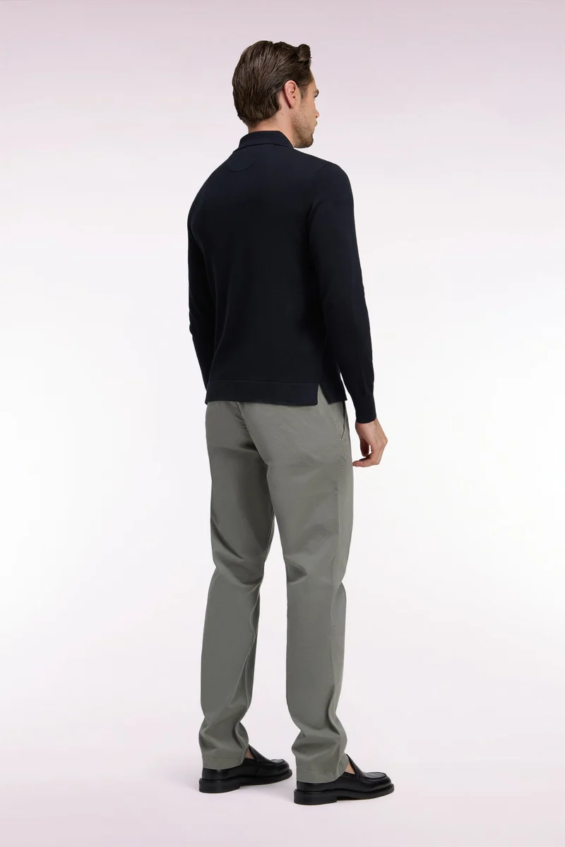 Pantalon chino sans plis en gabardine de coton stretch kaki clair