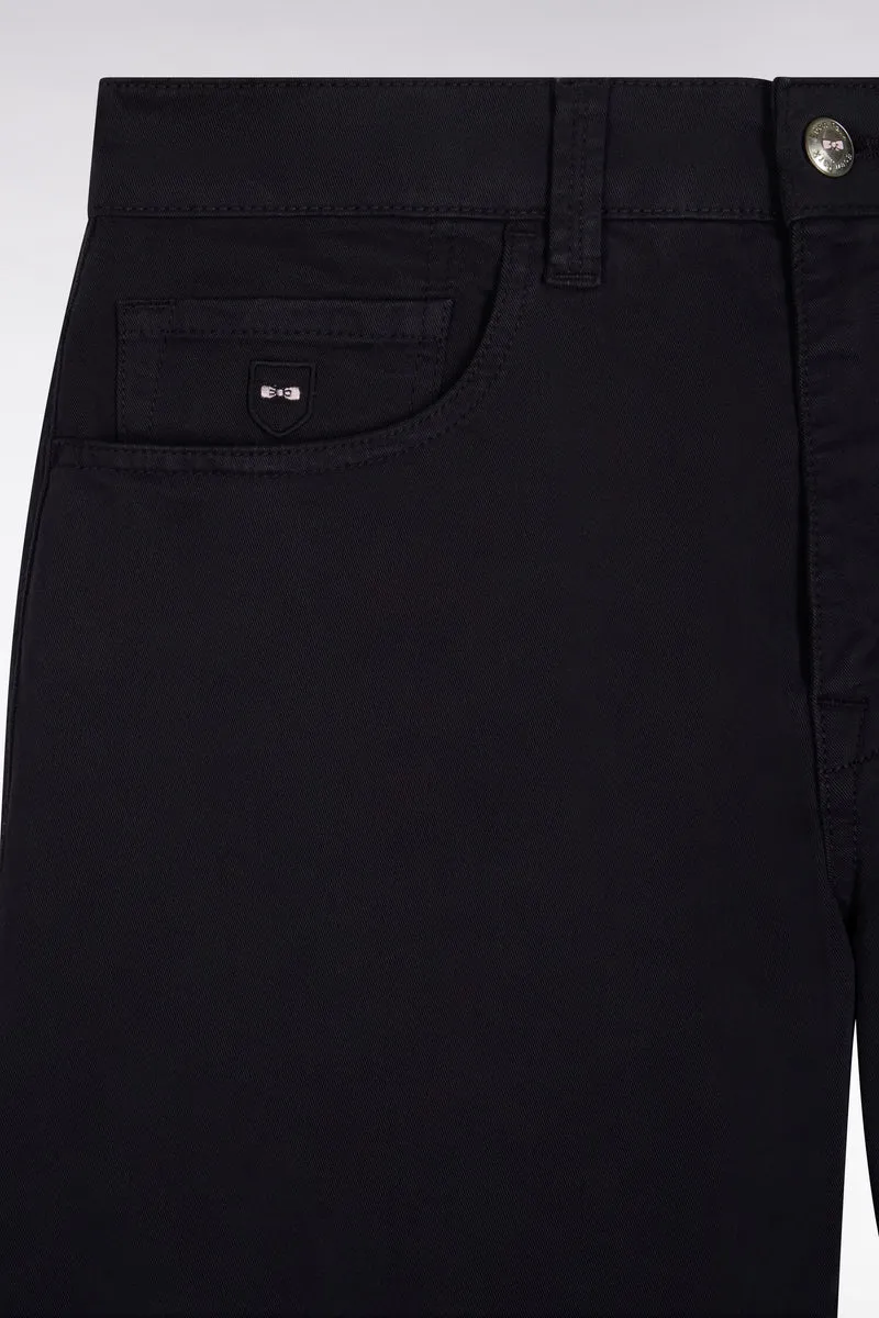 Pantalon 5 poches en toile de coton stretch marine coupe regular