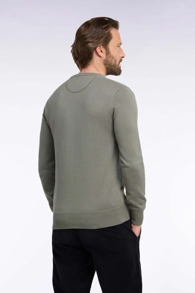 Pull à col rond en coton kaki