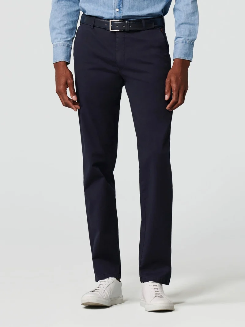 Pantalon chino Meyer marine en coton stretch