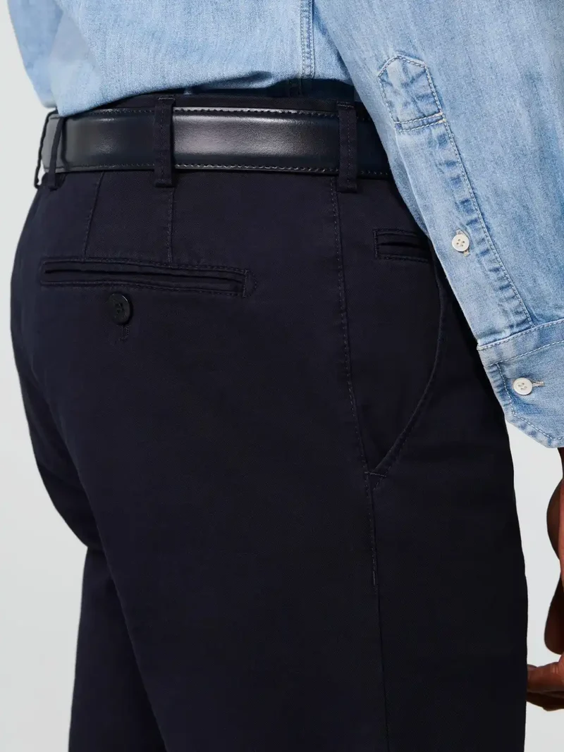 Pantalon chino Meyer marine en coton stretch