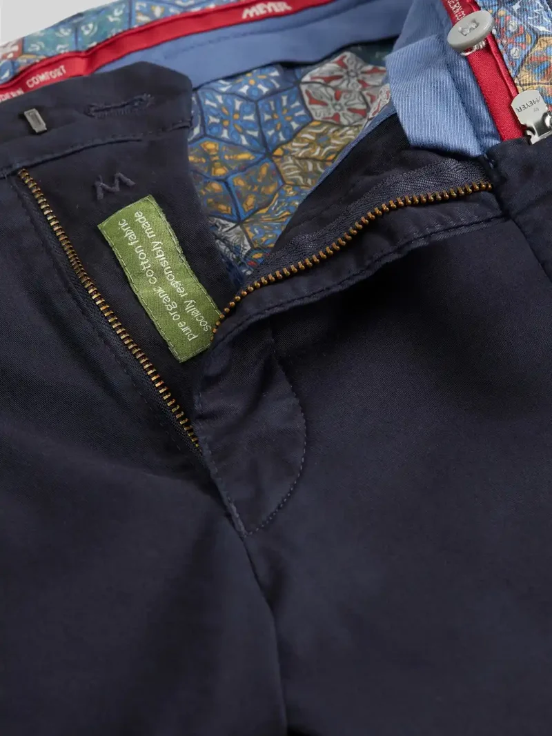 Pantalon chino Meyer marine en coton stretch