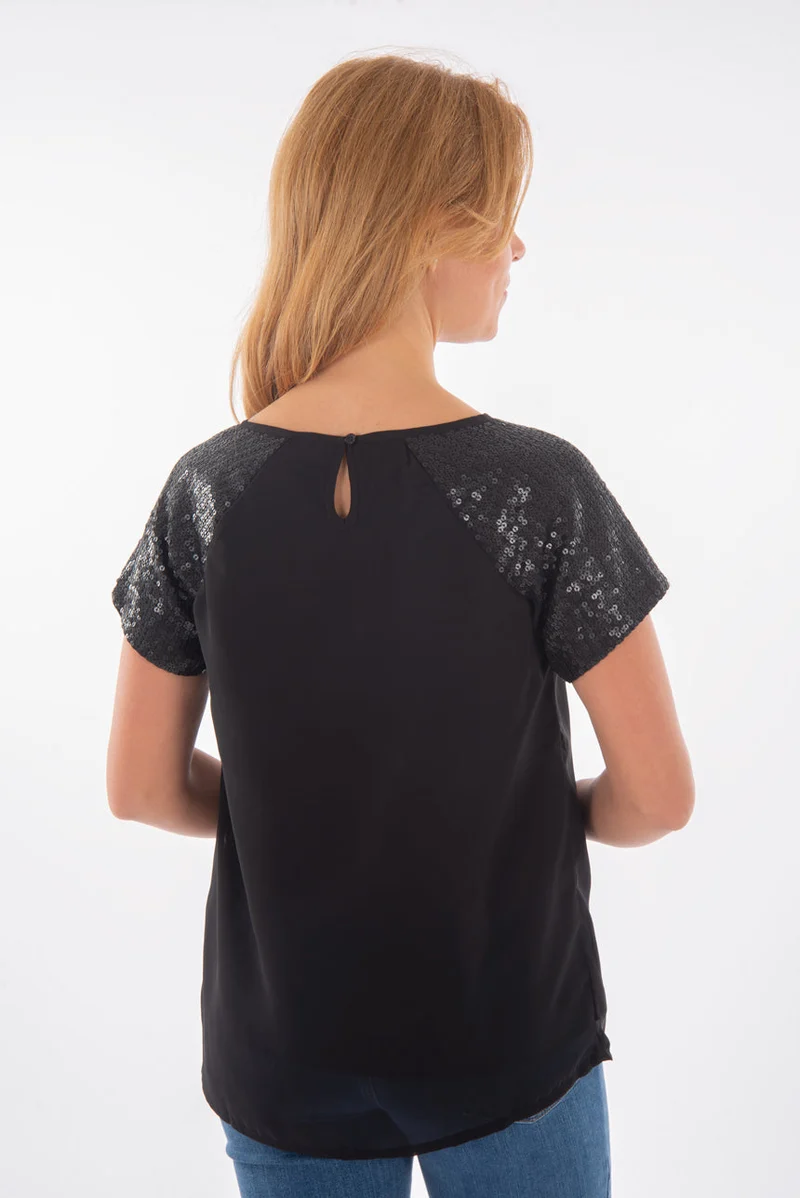 Blouse manches pailletées